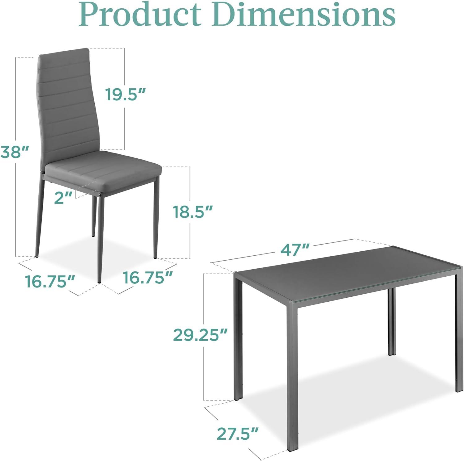 Juego de comedor de cristal de 5 piezas, muebles de mesa de cocina modernos