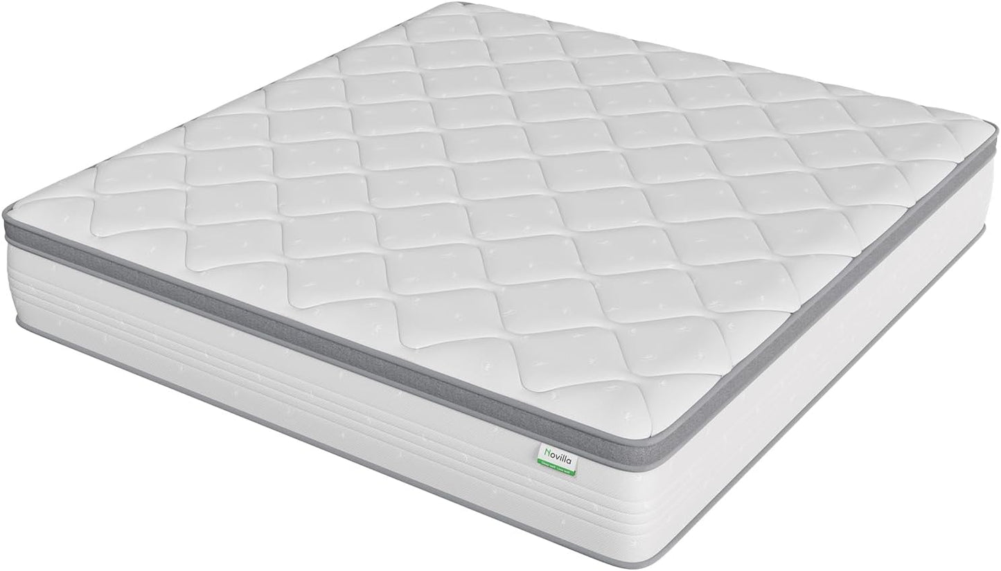 Colchón híbrido Queen de 12 pulgadas con espuma cómoda, colchón de resortes