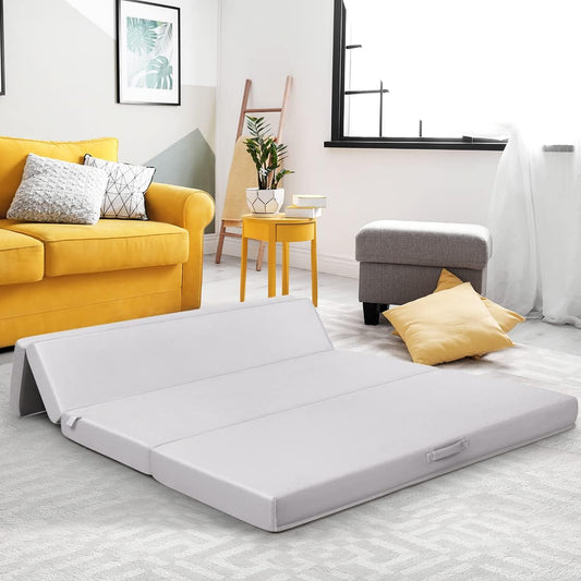 Colchón triple plegable de 4 pulgadas, tamaño Queen, colchón de espuma con