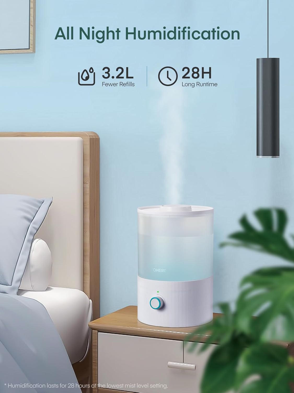 FOHERE Humidificadores para dormitorio, humidificador ultrasónico de niebla...