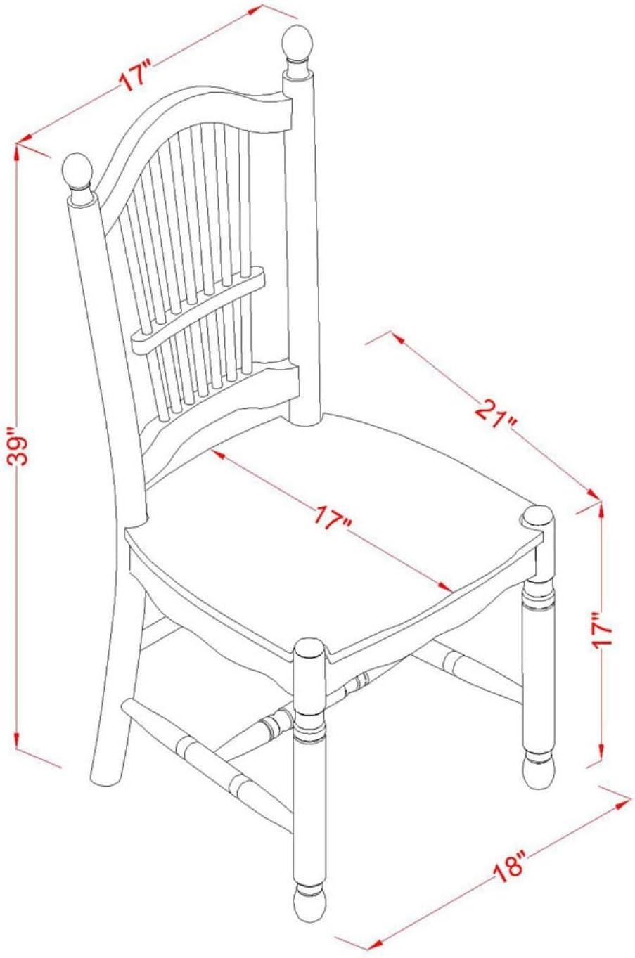 DOC-MAH-W Dover Juego de 2 sillas de comedor de madera con respaldo de