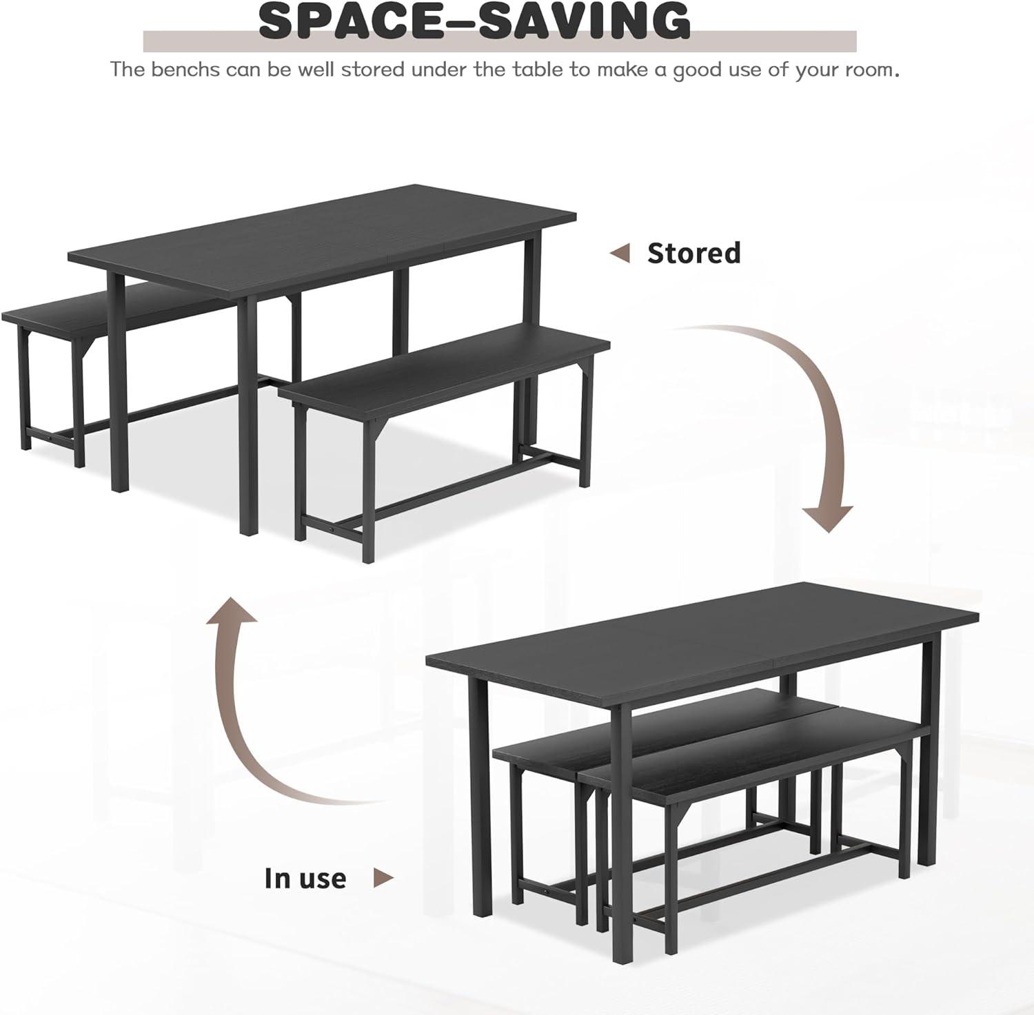 Juego de 3 mesas de comedor extensibles de 63 pulgadas para 4-6 personas con 2