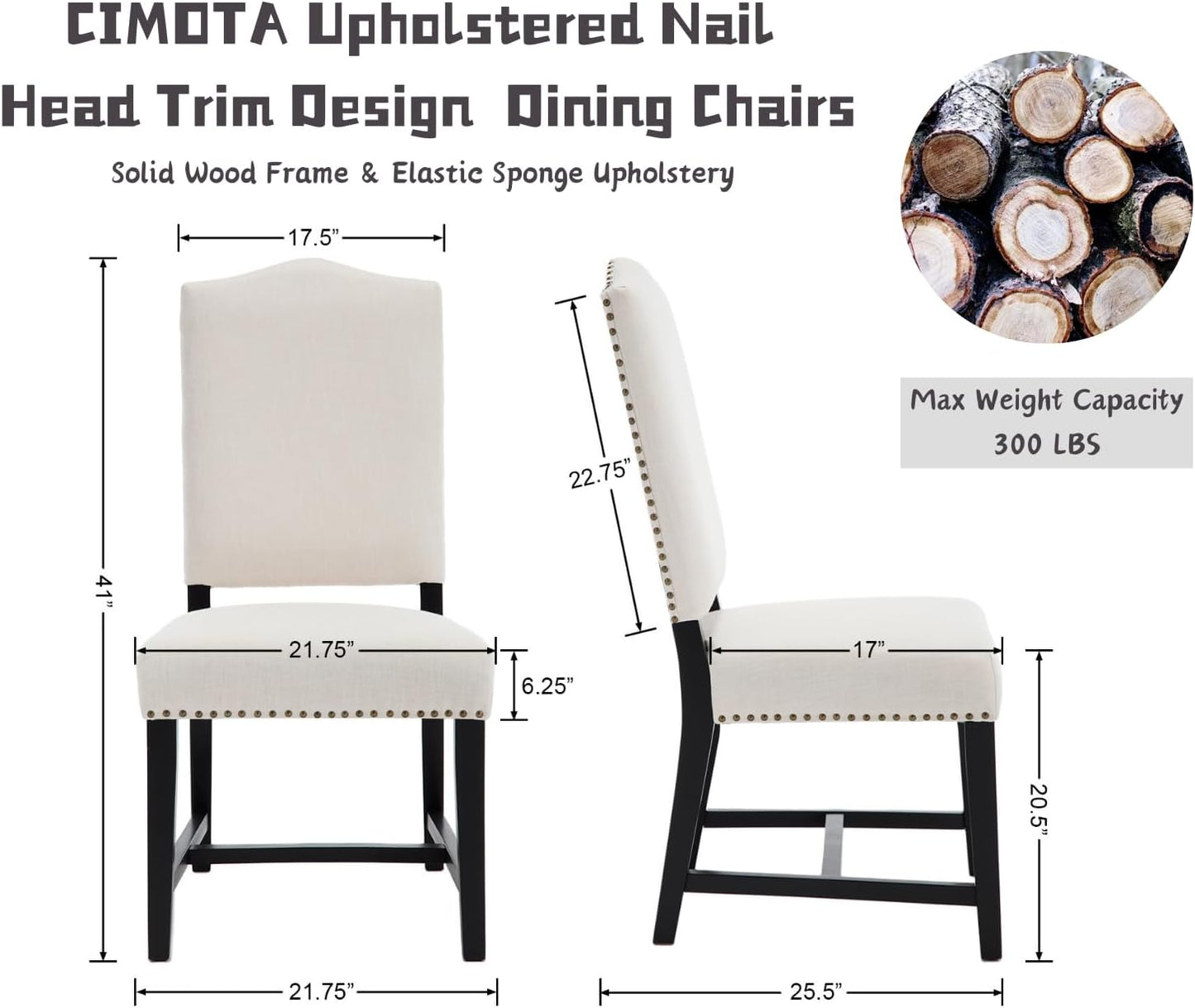 CIMOTA Juego de 2 sillas de comedor modernas de mediados de siglo, sillas de...