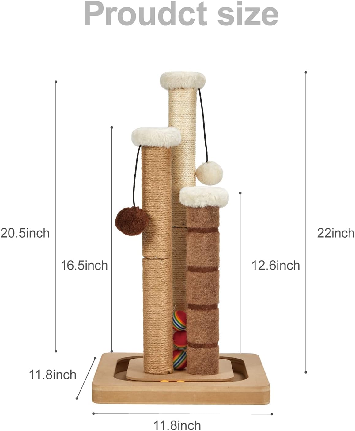 Poste rascador para gatos, alfombra de yute natural de alta calidad, 3 postes...