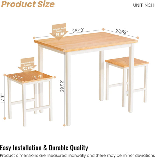 Juego de mesa de cocina pequeña para 2, juego de mesa de bar cuadrada pequeña,