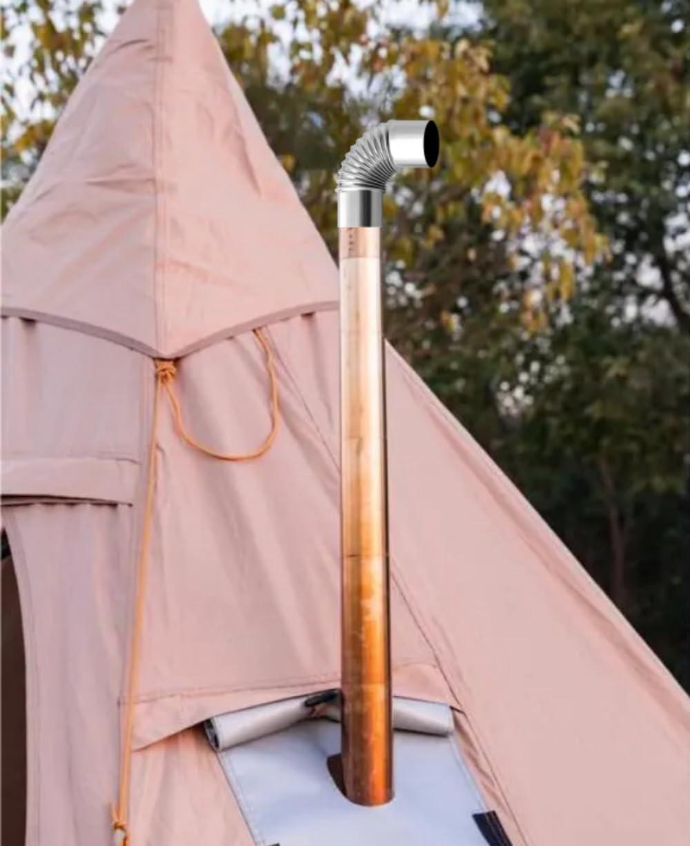 2 chimeneas de estufa de leña de 90 grados, codo de estufa de 2.36 pulgadas,