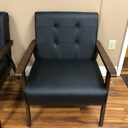 Moderno sofá de madera de cuero de un solo asiento, sillón decorativo de