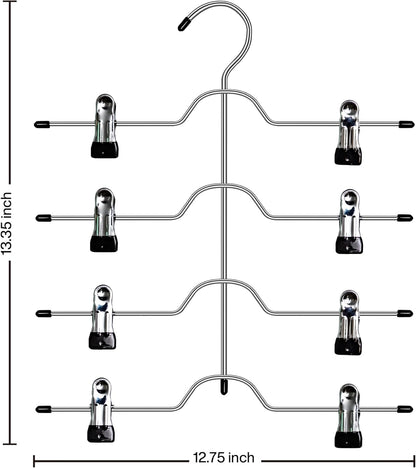 Paquete de 2 perchas para faldas de 4 niveles con clips que ahorran espacio,...