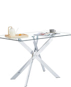 Mesa de comedor de cristal de 51 pulgadas para 4, mesa de comedor moderna de