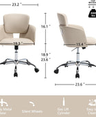 Silla de oficina en casa con ruedas, altura ajustable, de piel sintética,...
