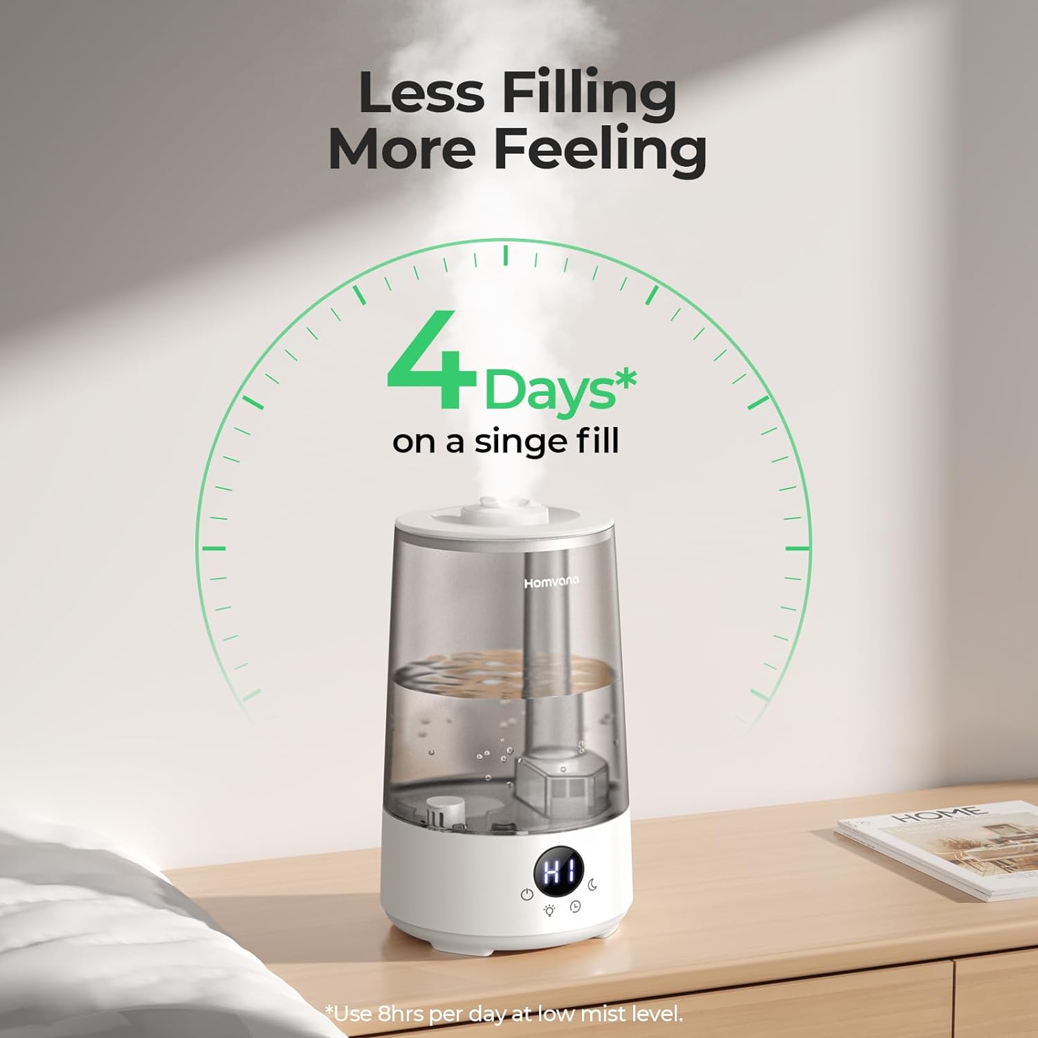 Homvana Humidificadores para dormitorio y hogar, 3.6 L de llenado superior de...