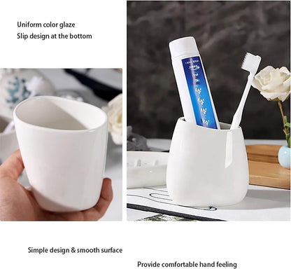 Juego de accesorios de baño de cerámica blanca, juego de encimera de tocador de