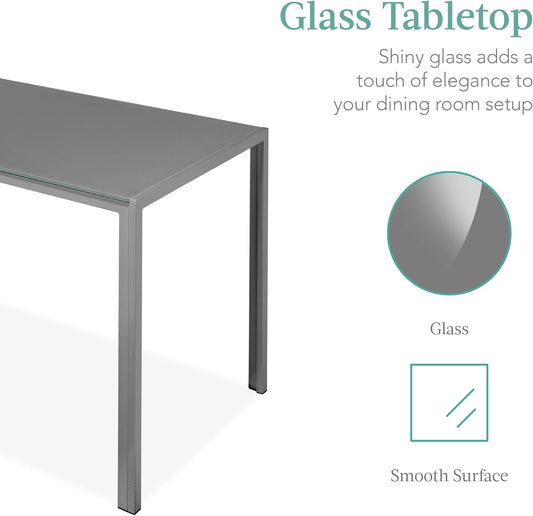 Juego de comedor de cristal de 5 piezas, muebles de mesa de cocina modernos