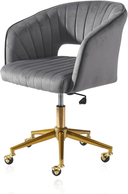Kiztir Silla de oficina en casa de terciopelo, moderna silla giratoria de...