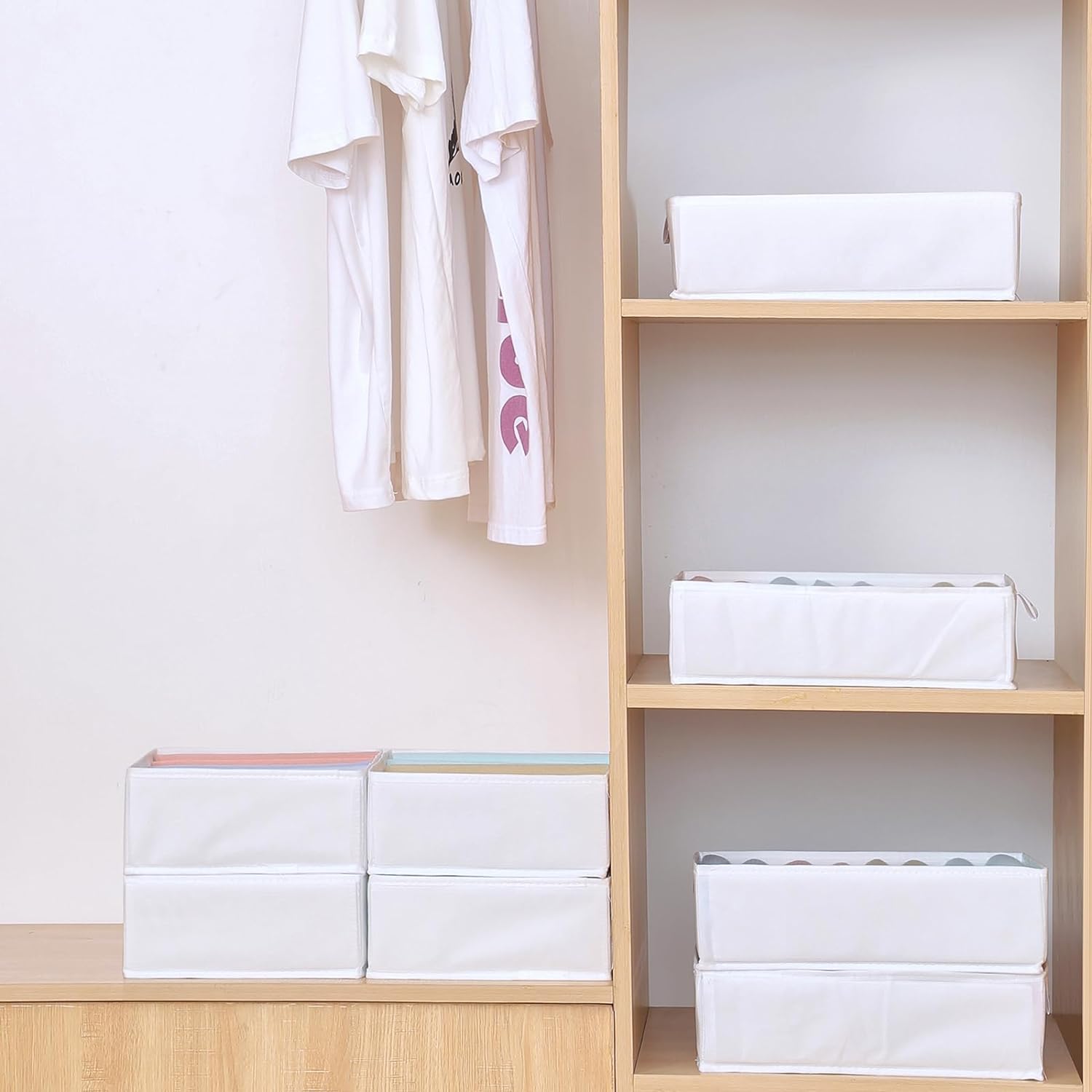 Paquete de 4 organizadores de cajones de camisetas para ropa, caja de...