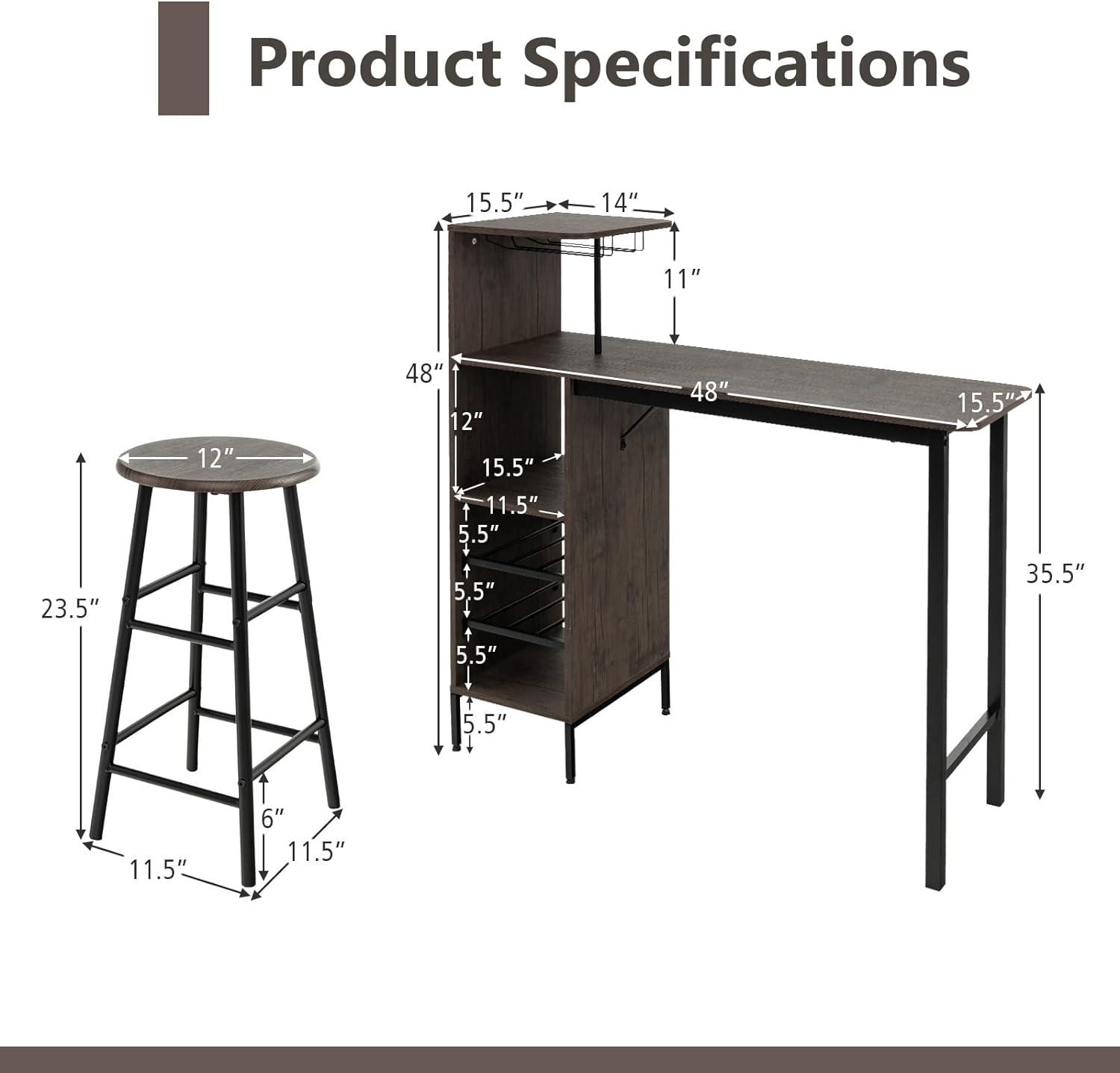 Juego de mesa y sillas de bar para 2, juego de mesa de comedor de altura de