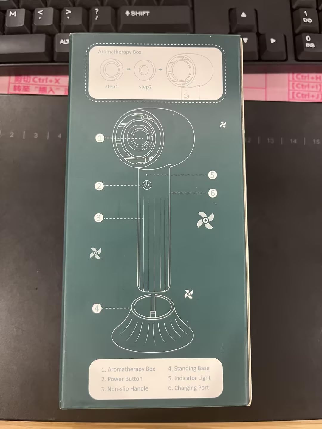 Ventilador de mano portátil con aromaterapia HA1, mini ventilador turbo...