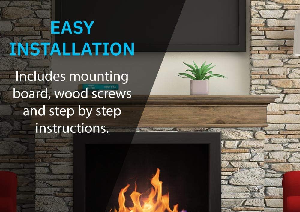 MANTELSDIRECT Estante de madera flotante de 60 pulgadas con chimenea en ceniza...