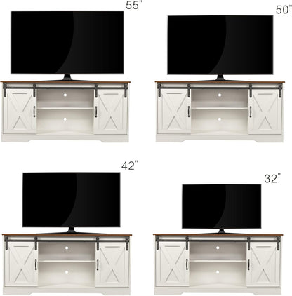 Moderno soporte de TV de granja con puerta corrediza de granero, centro de