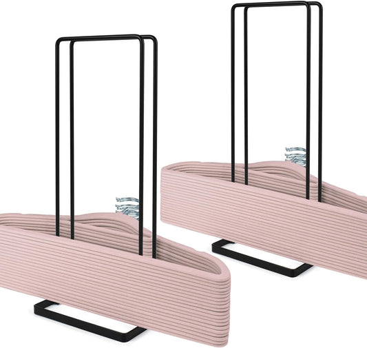 Paquete de 2 soportes apilables de almacenamiento, organizador de perchas para