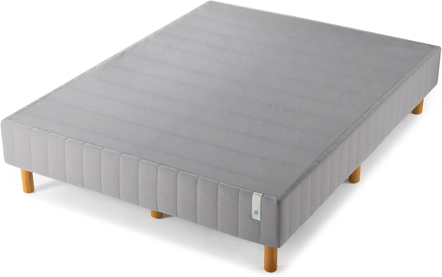 Colchón Justina con somier tipo plataforma y patas, Acero Tela Madera, Gris
