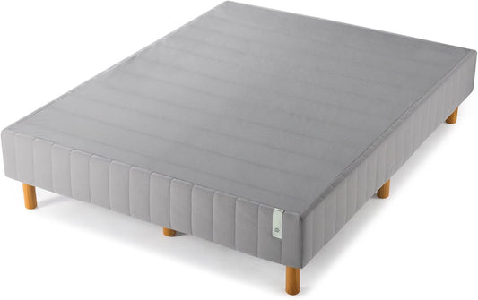 Colchón Justina con somier tipo plataforma y patas, Acero Tela Madera, Gris