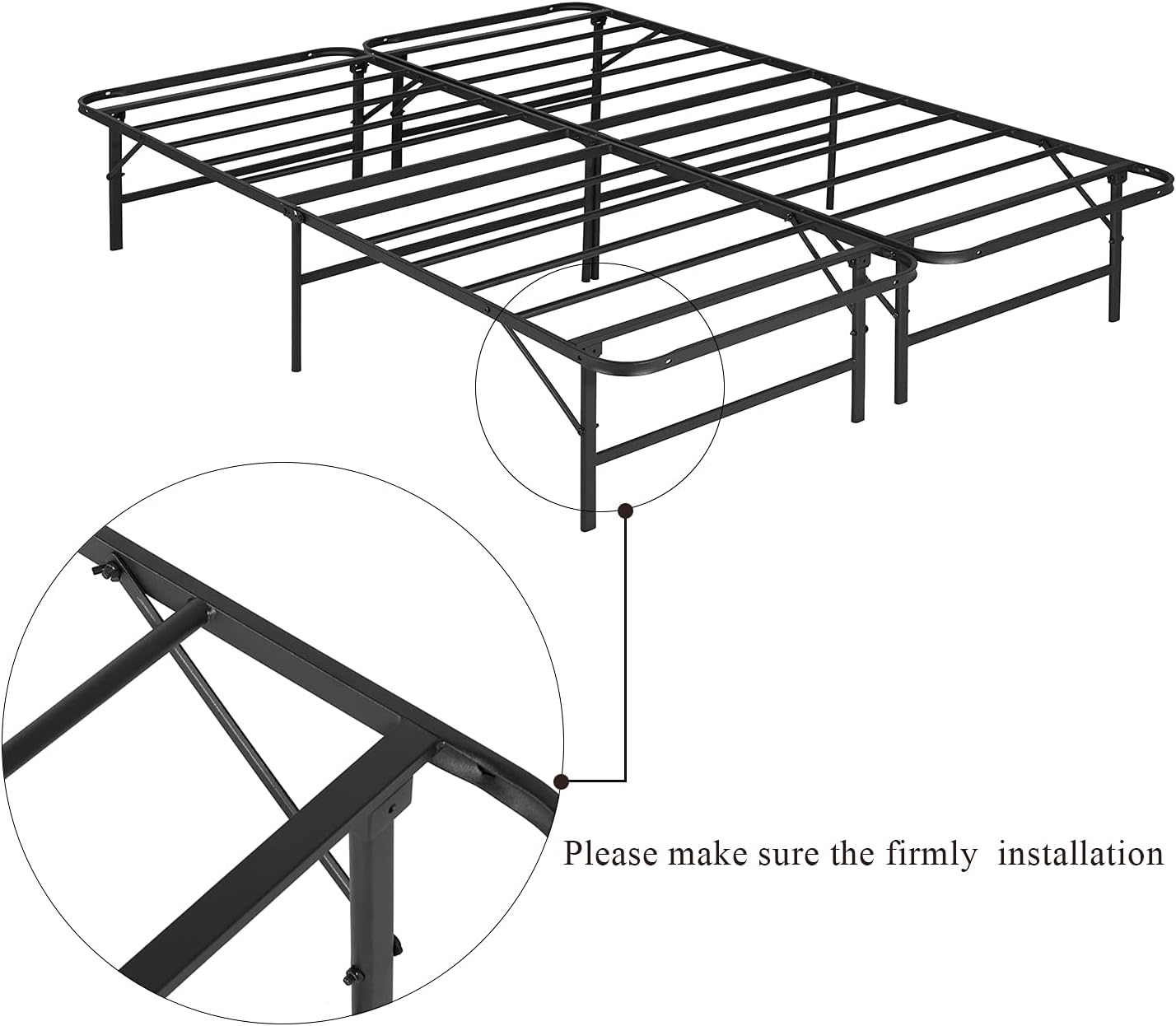 Base de cama Vecelo, de 14 pulgadas, listones de acero resistente