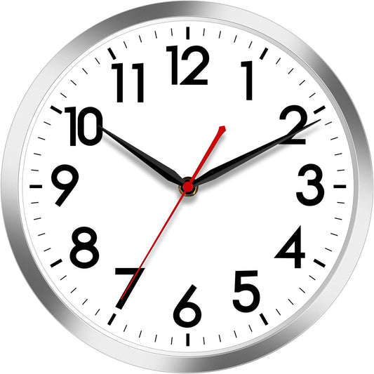 AKCISOT Reloj de pared silencioso de 10 pulgadas, funciona con pilas, sin...