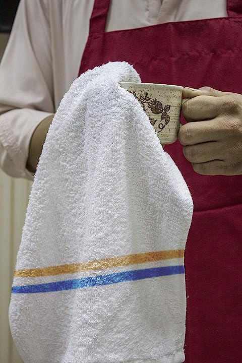 Trapeadores de barra de cocina de tela de toalla a rayas azules y anaranjadas