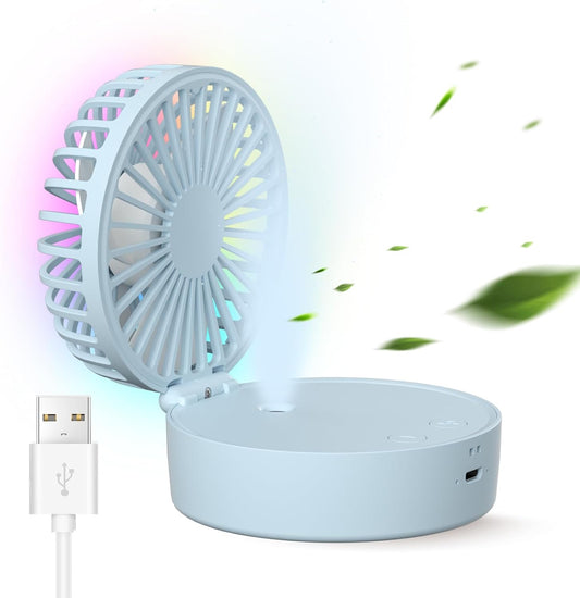 Mini ventilador de escritorio, ventilador de nebulización portátil 3 en 1,...