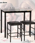 Mesa de comedor para 2, mesa de cocina de 3 piezas de altura de mostrador con 2