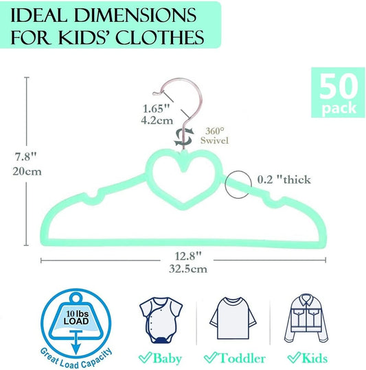 Perchas para niños (12.8 pulgadas 50 unidades), perchas pequeñas de terciopelo