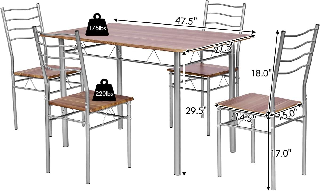 Juego de mesa de comedor de 5 piezas, juego de mesa de cocina moderno con marco