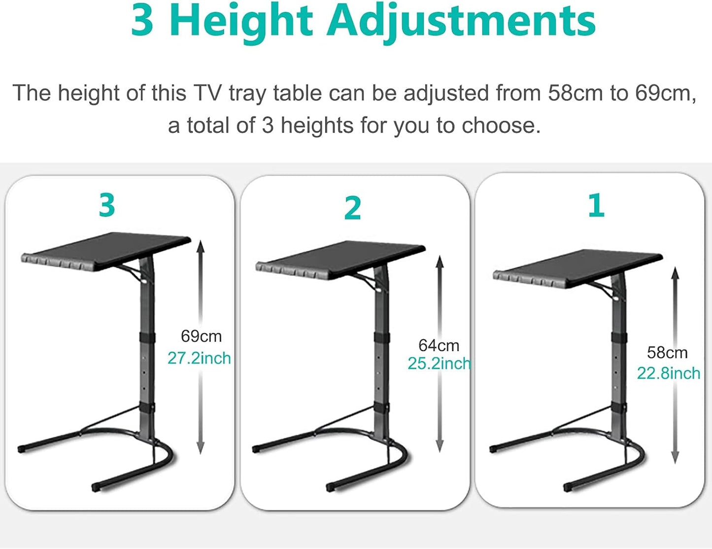 Mesa negra de la bandeja de la TV para el ordenador portátil, mesa auxiliar...