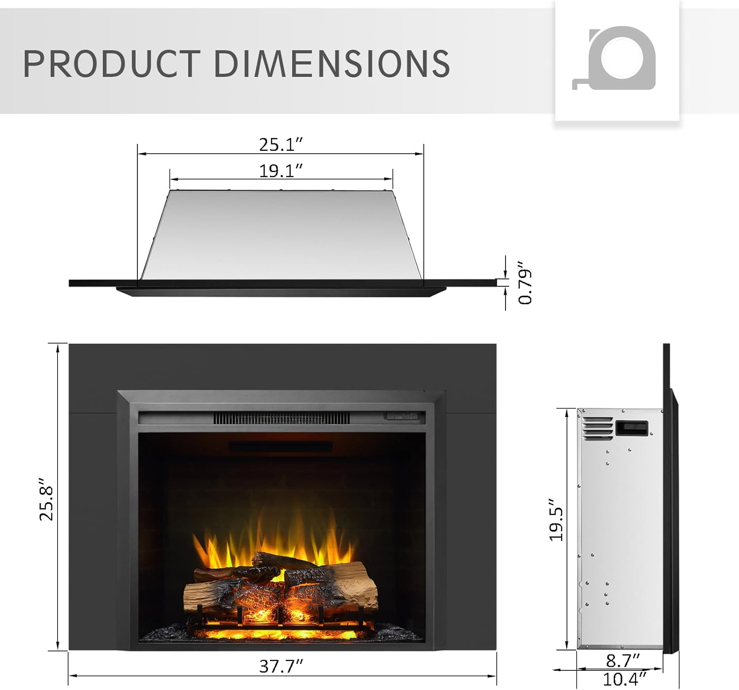 LegendFlame Carl 28 pulgadas con kit de molduras, inserto de chimenea
