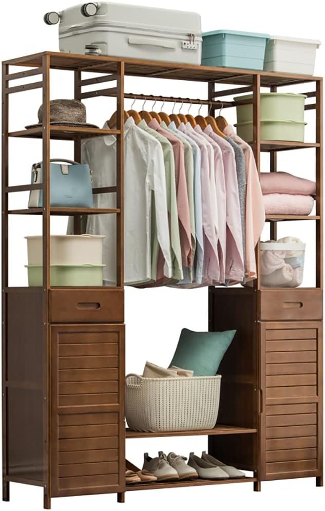 Moderno soporte para ropa, árbol de abrigo en bambú, con riel de ropa y...