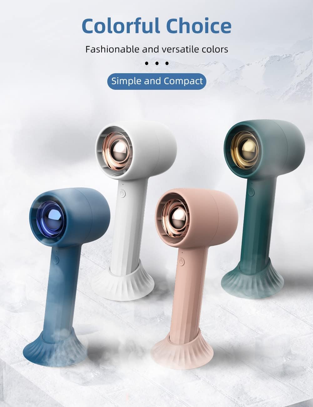 Ventilador de mano portátil con aromaterapia HA1, mini ventilador turbo...