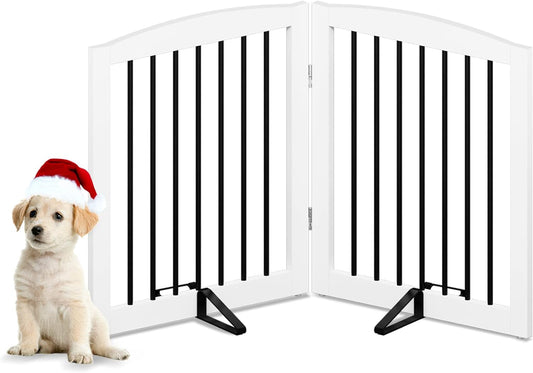 Puerta independiente para mascotas para perros, puerta plegable de madera para...