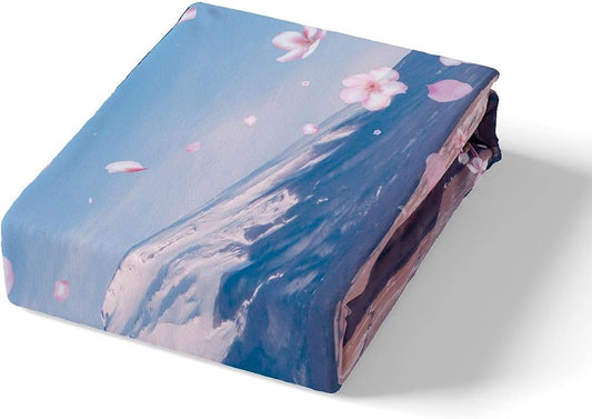 Erosebridal Juego de funda de edredón con estampado de flores de cerezo rojo,...