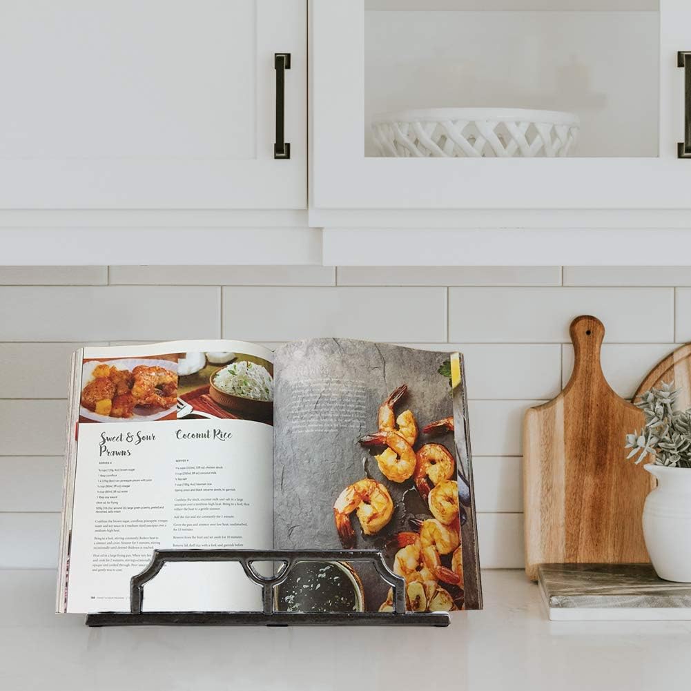 Soporte vintage para libros de cocina de hierro fundido, soporte decorativo de...