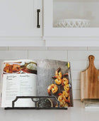 Soporte vintage para libros de cocina de hierro fundido, soporte decorativo de...