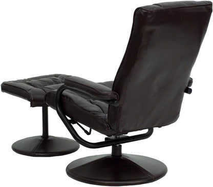 Flash Furniture SillónOtomano reclinable, color negro, de piel, con base...