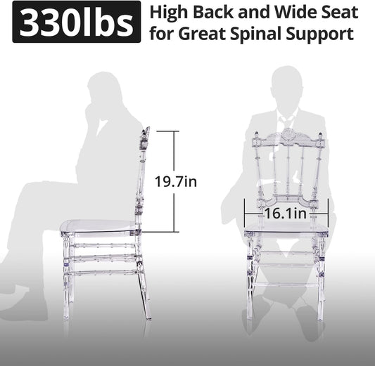Juego de 4 sillas de comedor transparentes, modernas sillas de boda de 16.1