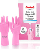 PFL2 Nastah Paquete de 3 pares de guantes domésticos rosados extrasuaves,