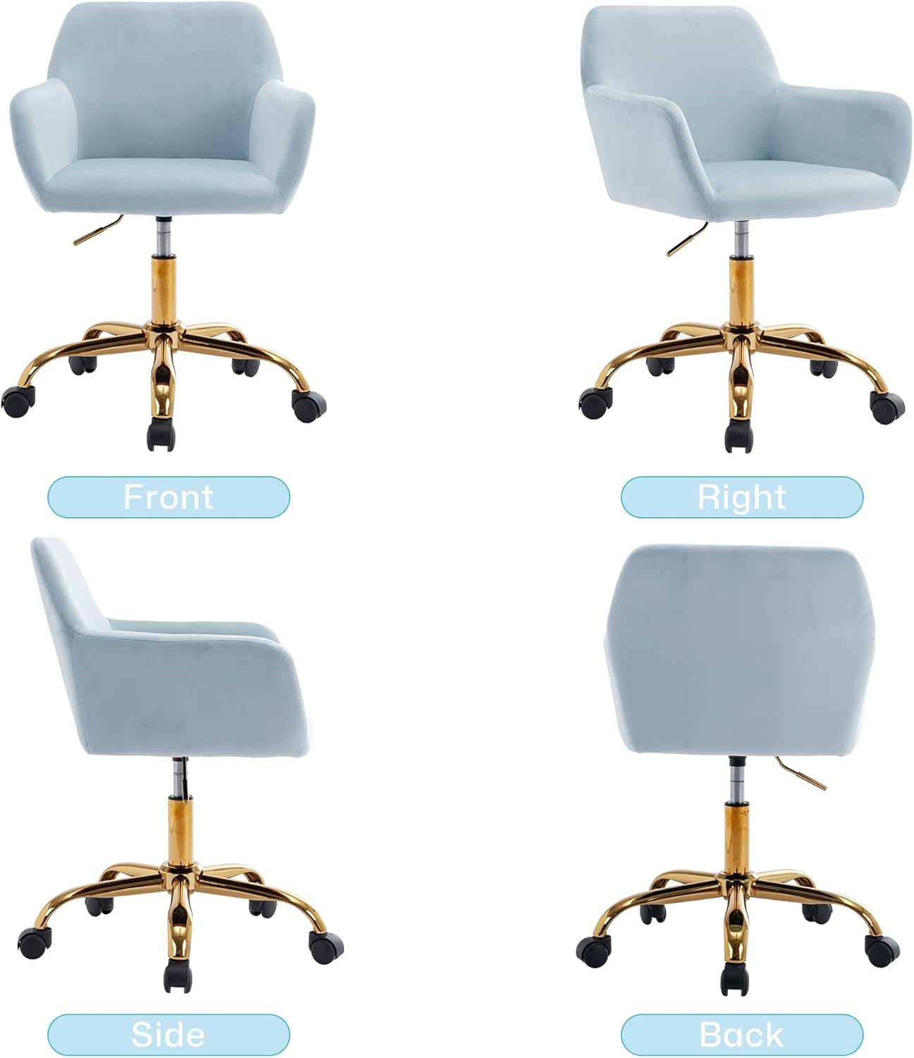 KCC Silla de escritorio de terciopelo para oficina, cómoda silla giratoria...