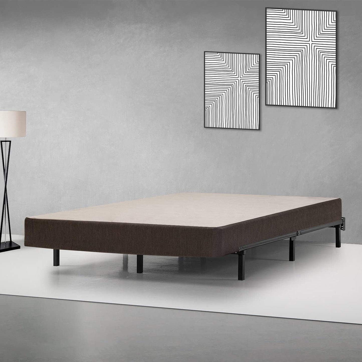 Easy Wood Base de somier con montaje simple, tamaño Queen, color negro