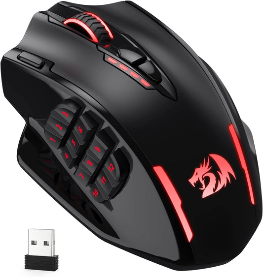 Redragon - Mouse MMO M913 Impact Elite inalámbrico para videojuegos, 16 000...