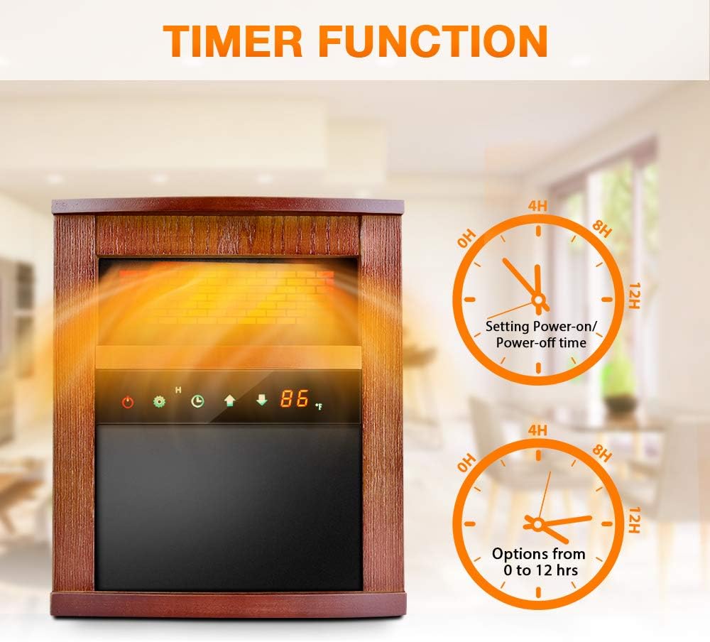 Air Choice Calentador de espacio eléctrico, calentador infrarrojo de 1500 W con...