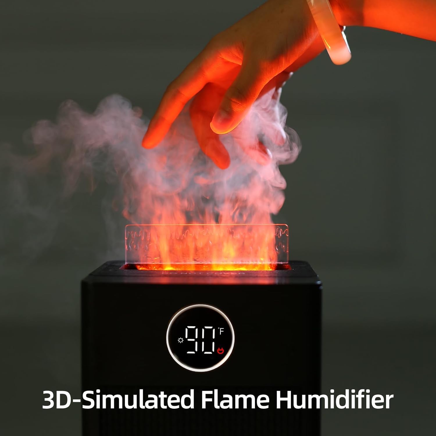 Calentador de espacio 3 en 1 mejorado con humidificador de efecto de llama,