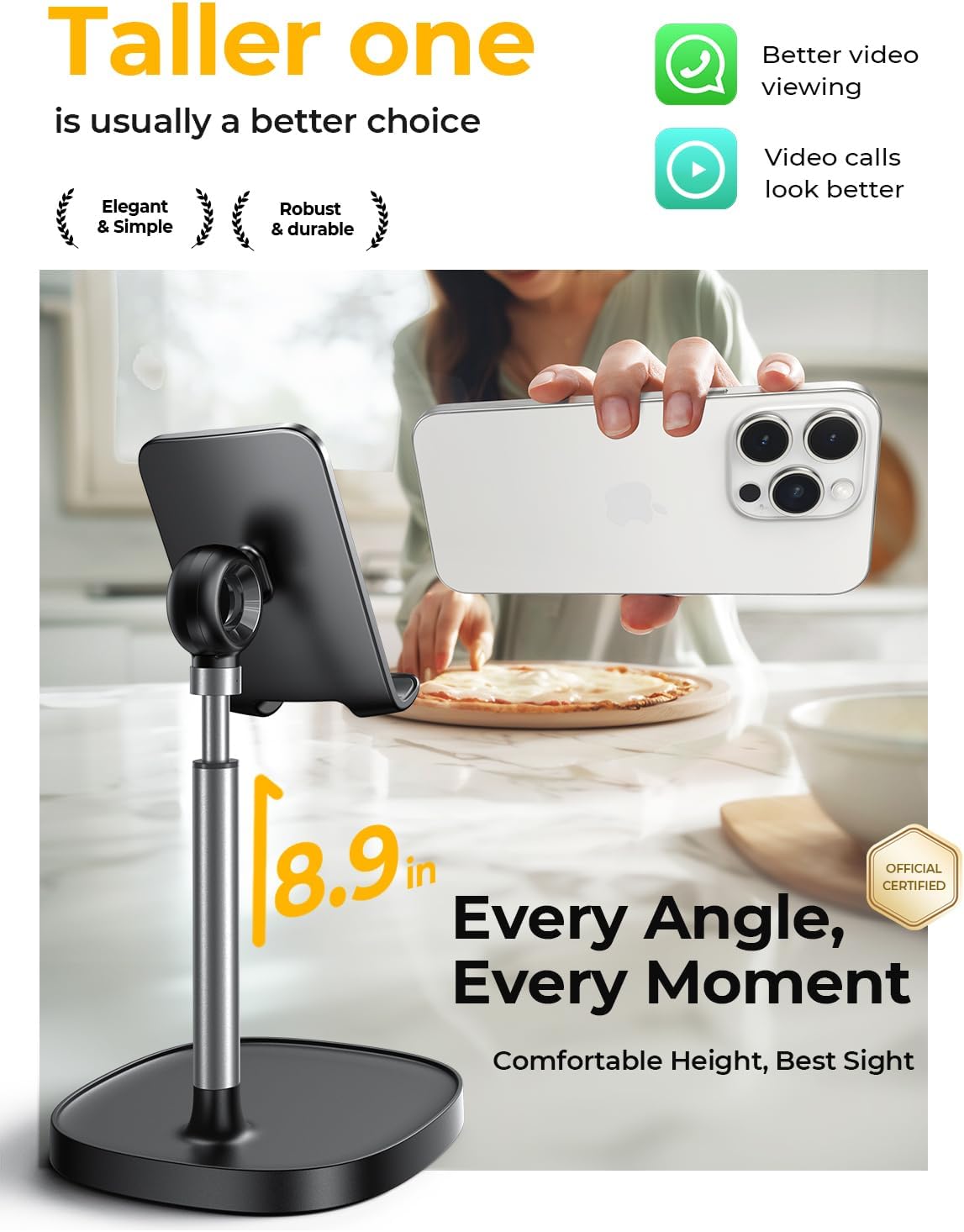 LISEN - Soporte para teléfono celular, ajustable, accesorios para escritorio de...